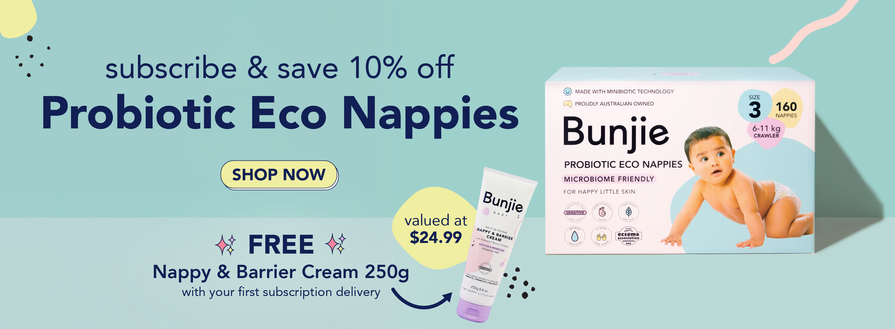 Bunjie Probiotic Eco Nappies Size 6, 16kg+, 28 Pack
